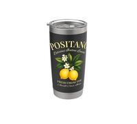 Positano Côte Amalfitaine Citrons Italiens Graphique Trendy Gobelet isotherme en acier inoxydable double paroi
