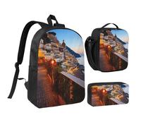 Positano Ensemble 3 en 1 sac à dos avec boîte à déjeuner isotherme, sac à crayons léger pour ordinateur portable 43,2 cm, sac à bandoulière et trousse à crayons