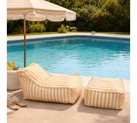 Positano ensemble de poufs exterieur rayés jaune déperlant