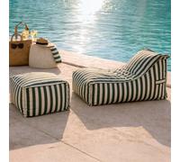 Positano ensemble de poufs exterieur rayés vert déperlant