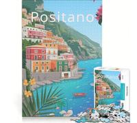 Positano Italy Puzzles 1000 pièces | Mais amusez-vous et entraînez votre cerveau et vos mains pour votre anniversaire ou Noël 52x38cm