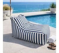 Positano pouf exterieur rayé bleu déperlant 100x65x65 cm