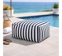 Positano pouf exterieur rayé bleu déperlant 55x65x35 cm