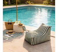 Positano pouf exterieur rayé vert en tissu déperlant 100x65x65 cm