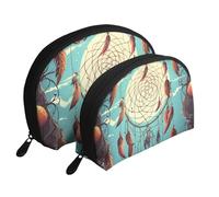 Positano Trousse de maquillage portable avec fermeture éclair et compartiments intérieurs Motif coucher de soleil, Filet de rêve, Taille unique