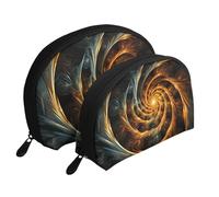 Positano Trousse de maquillage portable avec fermeture éclair et compartiments intérieurs Motif coucher de soleil, Motif spirale abstraite jaune, Taille unique