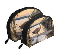 Positano Trousse de maquillage portable avec fermeture éclair et compartiments intérieurs Motif coucher de soleil, Wild Goose By The Bridge, Taille unique