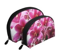 Positano Trousse de maquillage portable avec fermeture éclair et compartiments intérieurs Motif coucher de soleil, Fleurs de lys roses, Taille unique