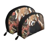 Positano Trousse de maquillage portable avec fermeture éclair et compartiments intérieurs Motif coucher de soleil, Pandas rouges, Taille unique