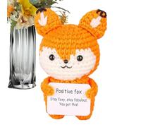 positif crochet positif Animal-Funny Gag Décoration pour bureau ou étagère, figure de motivation tricotée en laine animale avec papier | Cadeau fait à la main pour collègues, amis et