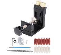 Positionneur de perçage de trou incliné noir, ensemble de gabarit de trou de poche pour le travail du bois, localisateur de trou oblique en alliage d'aluminium avec foret et clé,