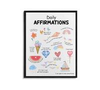 Positive Affirmation Wall Art Psychology Mental Health Canvas Print Therapy Office Decor Daily Affirmation Painting for Calming Corner(Framed,08x12inch(20x30cm))