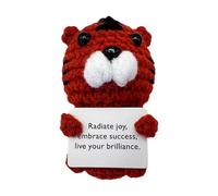 Positive Crochet Animals - Crochet Doll Decor | 10 cm Cartoon Panda Bunny Tiger Bear Decors Cheer Up Knitted Dolls, Holding Card Funny Cute Encouragement Doll For Birthday Party Decor And Others