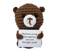 Positive Crochet Animals - Décoration de crochetée | 10 cm Dessin animé Panda Lapin Ours Tigre Décorations Cheer Up Knitted Dolls, Holding Card Drôle Mignon d'encouragement pour
