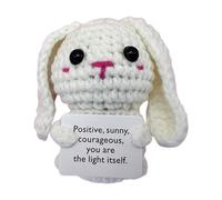 Positive Crochet Animals - Décoration de crochetée | 10 cm Dessin animé Panda Lapin Ours Tigre Décorations Cheer Up Knitted Dolls, Holding Card Drôle Mignon d'encouragement pour