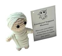 Positive Crochet Animals, Inspirational Stuffed Mummy Plush Doll, Wall-Mountable Versatility, Cute Knitted Toy with Encouraging Card for Halloween, Birthdays, Graduation and Teacher, 4.33x2.95 inches