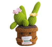 Positive Crochet Cactus - Plante en pot tricotée à la main, jolie poupée cactus en fil avec carte d'encouragement, cadeau pour bureau, maison, fête, salle de classe et décoration d'anniversaire