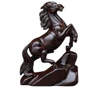 Positive Energie Statue de cheval en bois 2026 comme cadeau du Nouvel An chinois avec lettre, Chevaux de feu rouges Feng Shui, décoration de bureau pour la prospérité et la chance (noir)