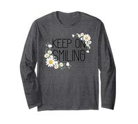 Positive Floral Daisy Flower, Inspirational, Keep on Smiling Manche Longue