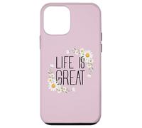Positive Floral Daisy Flower, Inspirational, Life is Great Coque pour iPhone 12 Mini