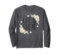 Positive Floral Daisy Flower, Inspirational, Life is Great Manche Longue