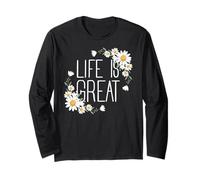 Positive Floral Daisy Flower, Inspirational, Life is Great Manche Longue
