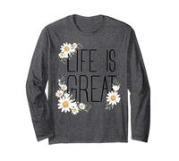 Positive Floral Daisy Flower, Inspirational, Life is Great Manche Longue