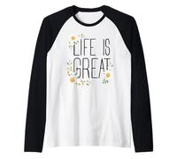 Positive Floral Daisy Flower, Inspirational, Life is Great Manche Raglan