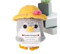 Positive Funny - Crochet Animal Peluche, Positive Life Potato | en laine tricotée pingouin, décoration de présence encourageante, chapeau amusant en laine mignon, encouragement p