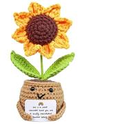 Positive Gift, MotivationalSupport Crochet,Yellow Crochet Flower Pot Plant, Handmade Sunflower Doll MotivationalSupport Plant Suitable, Good Luck Cute Stuff Friends, Christmas Family Party Decoration