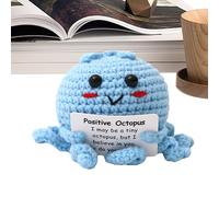 Positive Mental Octopus - Poupée de pieuvre positive tricotée avec carte d'encouragement - Poupée au crochet de soutien émotionnel pour amis, décoration de bureau