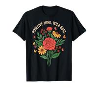 Positive Mind Wild Soul Floral Butterfly Citation T-Shirt