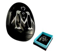 Positive Penguin Pebble Hug - Cadeau de d’Amour en Verre Noir, Mini Souvenir gravé, Pierre de positivité de Poche, Cadeau de Symbolique pour Lui et Elle