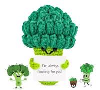 Positive Potato Idée Cadeau Anniversaire - Creative Knitted Positive Potato Doll - Gadget Bureau Mignon Porte-bonheur, Cadeaux originaux pour Graduation Lien Soeur Amica Bureau (Cach) (Brocoli)
