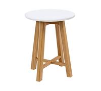 POSNORD Table Basse Ronde Blanche 35 cm - Plateau Verni en MDF avec Pieds en Bois de Hêtre, Design Scandinave Idéale pour Salon
