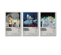Possbas Lot de 3 affiches de princesse Mononoke vintage classique Anime Movie Cover Poster Art mural Impression sur toile Décoration Affiches 20 x 30 cm - 3 pièces Style 3 pièces