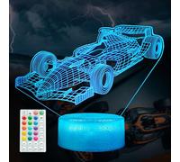 POSSHE Cadeaux pour garçons, veilleuse en forme de voiture de course avec télécommande, 16 couleurs changeantes, mode clignotement RGB et fonction de réglage de la luminosité, veilleuse en forme de