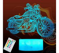 POSSHE Veilleuse à illusion 3D pour moto, 16 couleurs changeantes, télécommande, minuterie, intensité variable, LED, décoration de chambre d'enfant, cadeaux d'anniversaire de Noël