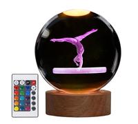 POSSHE Veilleuse de gymnastique 3D en forme de boule de cristal 3D avec télécommande, 16 couleurs améliorées pour anniversaire, Noël, garçons et filles