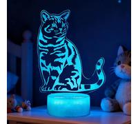 POSSHE Veilleuse en forme de chat, lampe illusion 3D en forme de chat avec 16 couleurs changeantes, télécommande avec minuterie, décoration de chambre d'enfant, cadeau pour femmes, adolescentes,