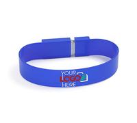 Possibox Bracelet Clé USB Personnalisée 8 Go Publicitaire avec Le Logo de Votre Entreprise - en Gros - USB 2.0 - Lot de 50 Bleu