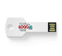 Possibox Clé USB en Forme de Clé Personnalisée 512 Mo Publicitaire avec Le Logo de Votre Entreprise - en Gros - USB 2.0 - Lot de 250 Blanc