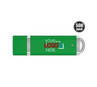 Possibox Mince Plastique Clé USB Personnalisée 1 Go Publicitaire avec Logo/Texte - en Gros - USB 2.0 - Lot de 500 Vert
