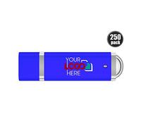 Possibox Mince Plastique Clé USB Personnalisée 1 Go Publicitaire avec Logo/Texte - en Gros - USB 2.0 - Lot de 250 Bleu