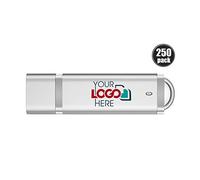 Possibox Mince Plastique Clé USB Personnalisée 16 Go Publicitaire avec Logo/Texte - en Gros - USB 2.0 - Lot de 250 Argent