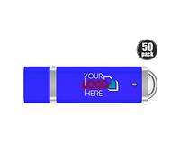 Possibox Mince Plastique Clé USB Personnalisée 16 Go Publicitaire avec Logo/Texte - en Gros - USB 3.0 - Lot de 50 Bleu