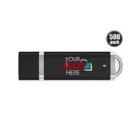 Possibox Mince Plastique Clé USB Personnalisée 4 Go Publicitaire avec Logo/Texte - en Gros - USB 2.0 - Lot de 500 Noir