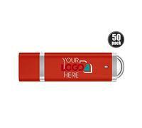 Possibox Mince Plastique Clé USB Personnalisée 4 Go Publicitaire avec Logo/Texte - en Gros - USB 2.0 - Lot de 50 Rouge