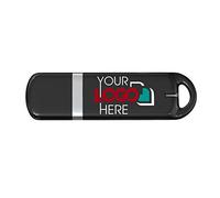 Possibox Ovale Imprimé Clé USB Personnalisée 1 Go Publicitaire avec Votre Logo/Texte USB Stick Personnalisable - de Gros - USB 2.0 - Lot de 500 Noir