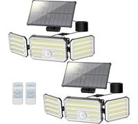 Possily Lampe Solaire Extérieur Détecteur de Mouvement, Lumière avec Fonction D'alarme, Spot avec Télécommande, 4 Modes Étanche IP67 Éclairage pour Jardin